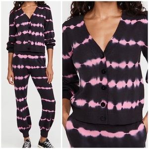 Generation Love Black and Pink Tie-Dye V-Neck Button Cardigan